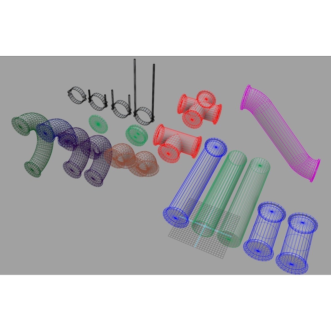 Modular Pipeline 3D Model – Low Poly Sci-Fi Architecture, FBX - View 4