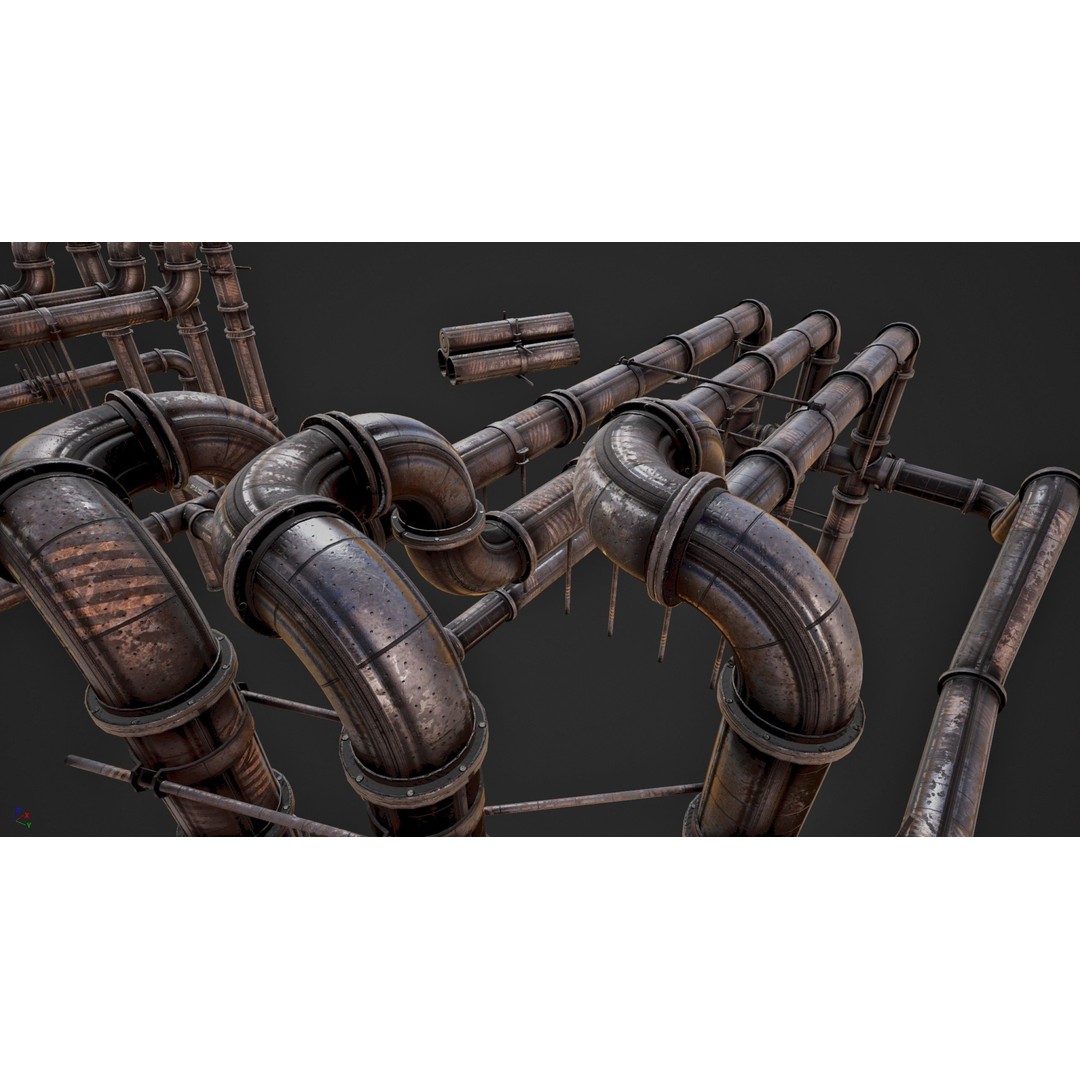 Modular Pipeline 3D Model – Low Poly Sci-Fi Architecture, FBX - View 7