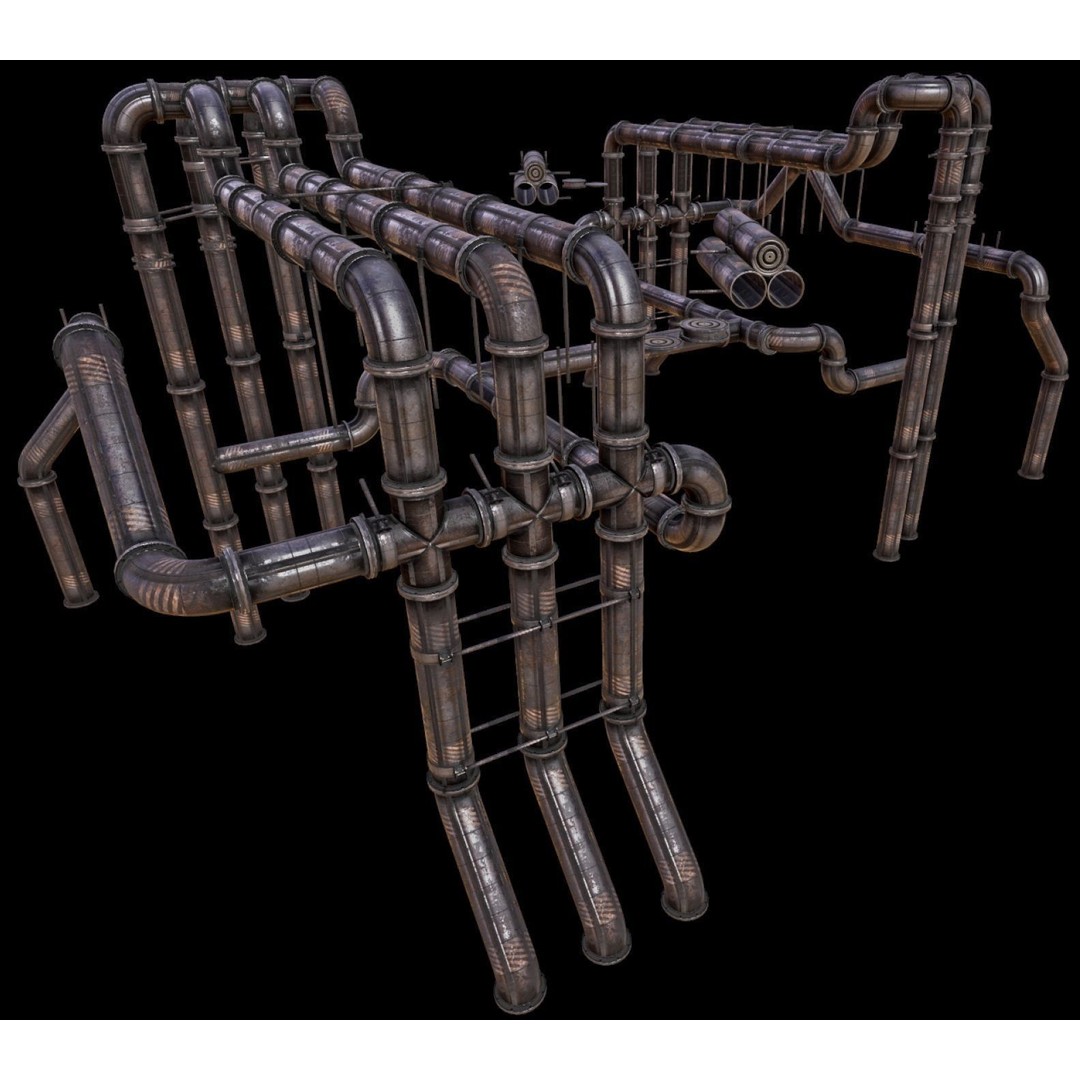 Modular Pipeline 3D Model – Low Poly Sci-Fi Architecture, FBX - View 8