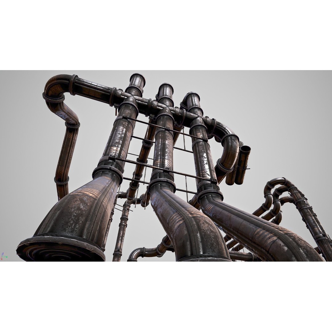 Modular Pipeline 3D Model – Low Poly Sci-Fi Architecture, FBX - View 9