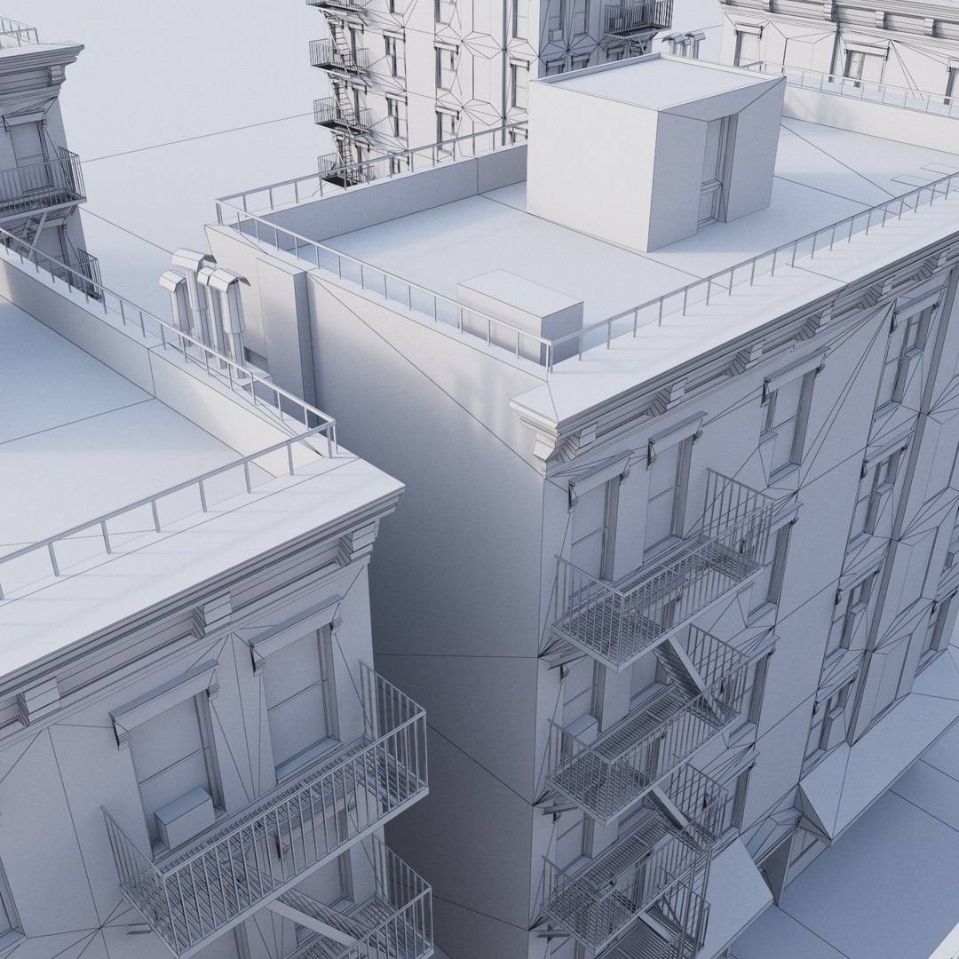 New York Corner Building 3D Model – Low Poly Game Asset, FBX, PBR
