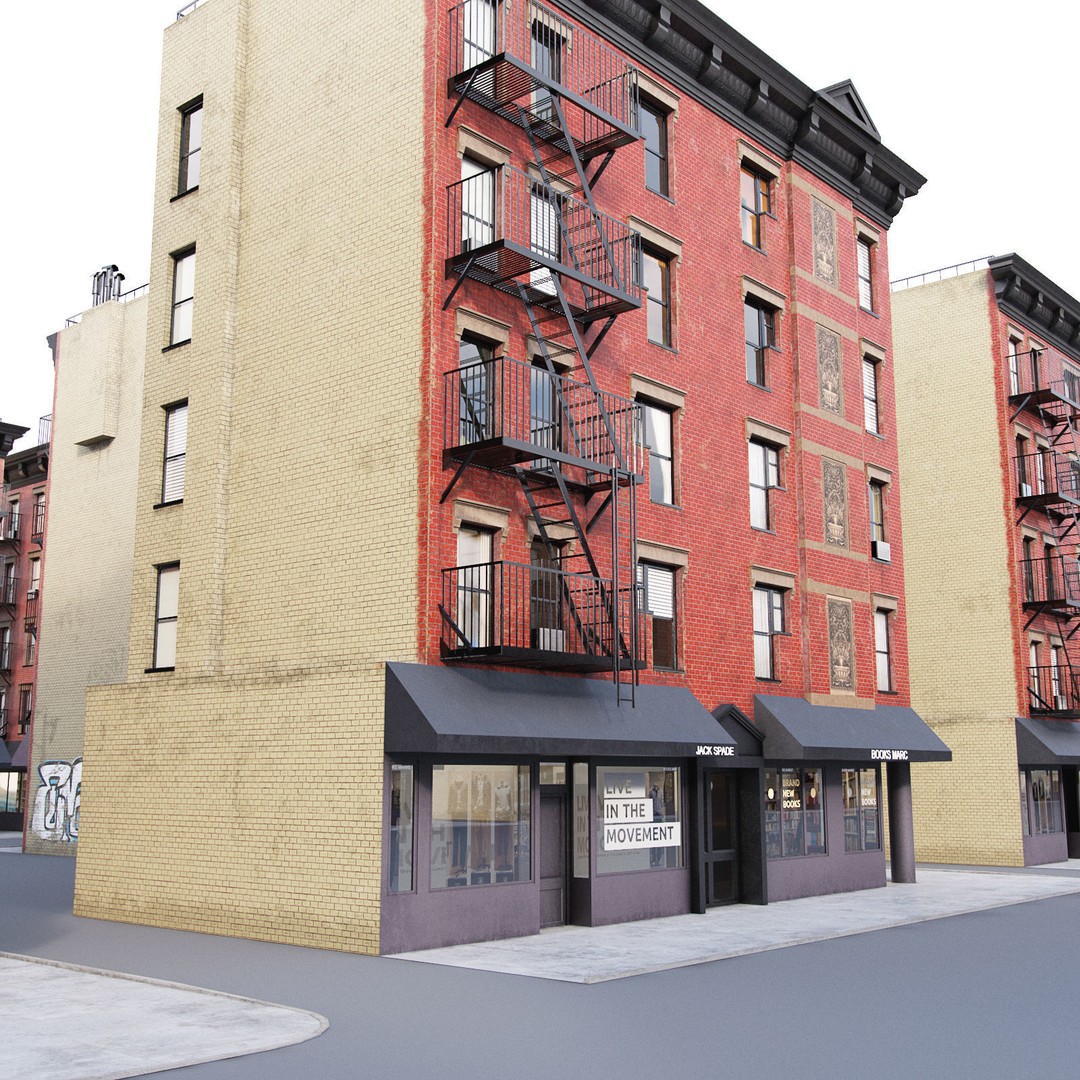 New York Corner Building 3D Model – Low Poly Game Asset, FBX, PBR - View 10