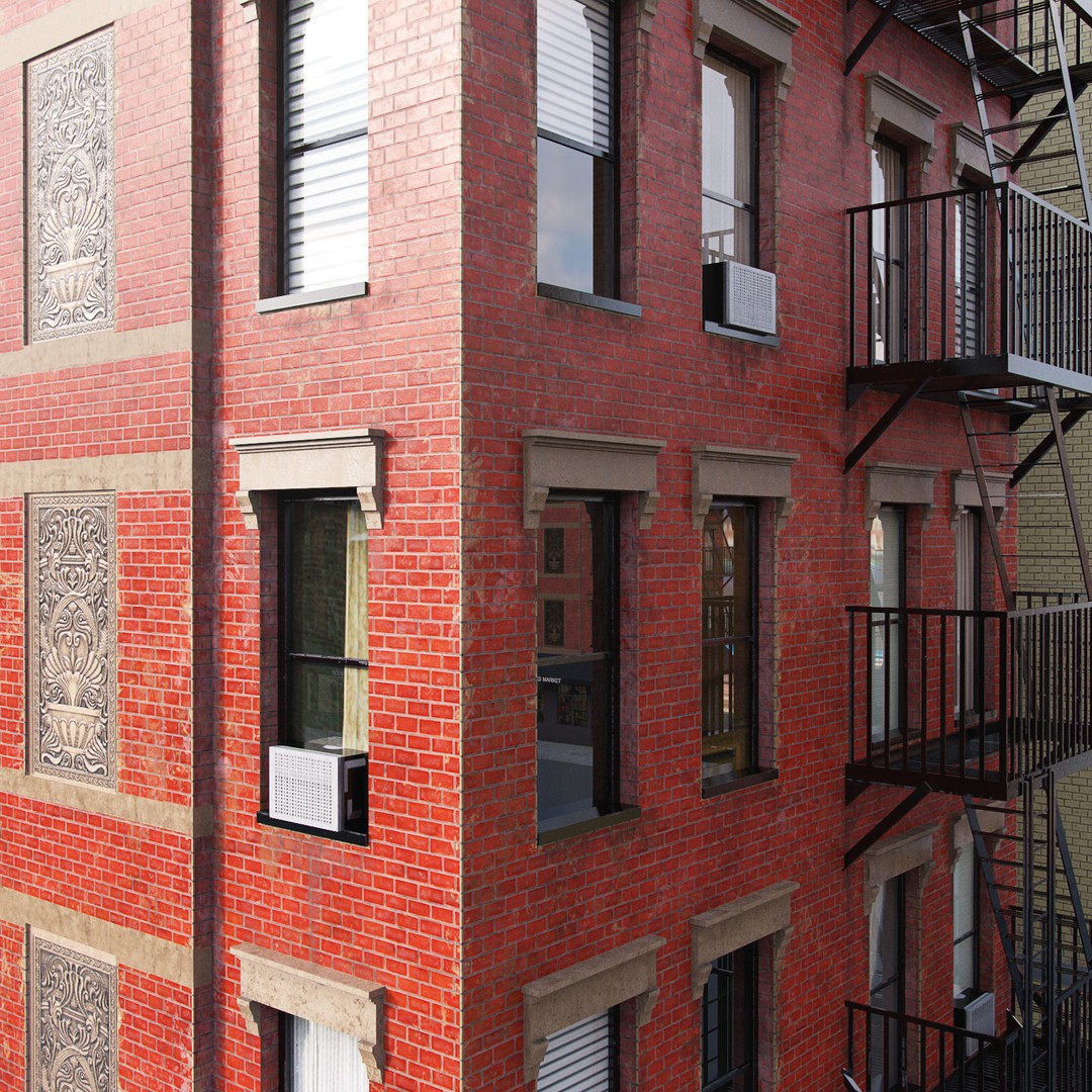 New York Corner Building 3D Model – Low Poly Game Asset, FBX, PBR - View 14