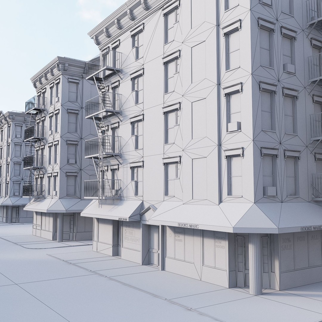 New York Corner Building 3D Model – Low Poly Game Asset, FBX, PBR - View 15