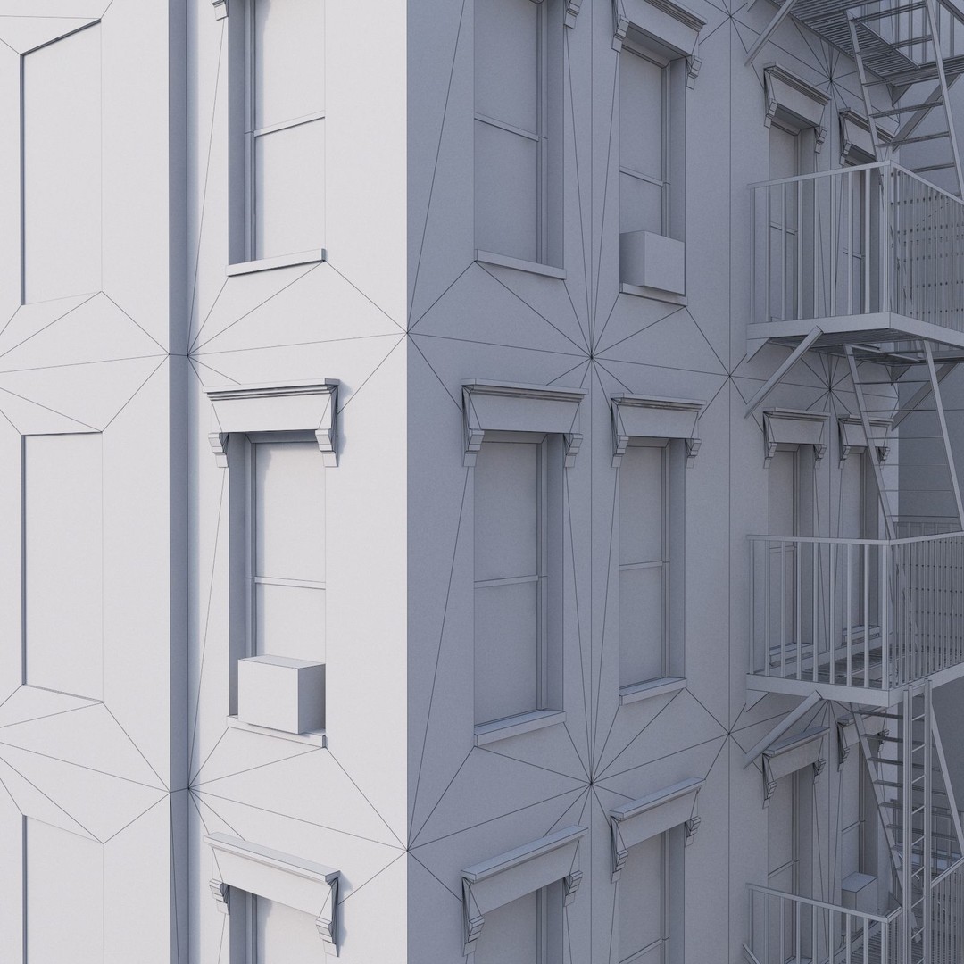 New York Corner Building 3D Model – Low Poly Game Asset, FBX, PBR - View 16