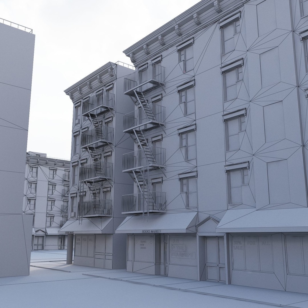 New York Corner Building 3D Model – Low Poly Game Asset, FBX, PBR - View 17