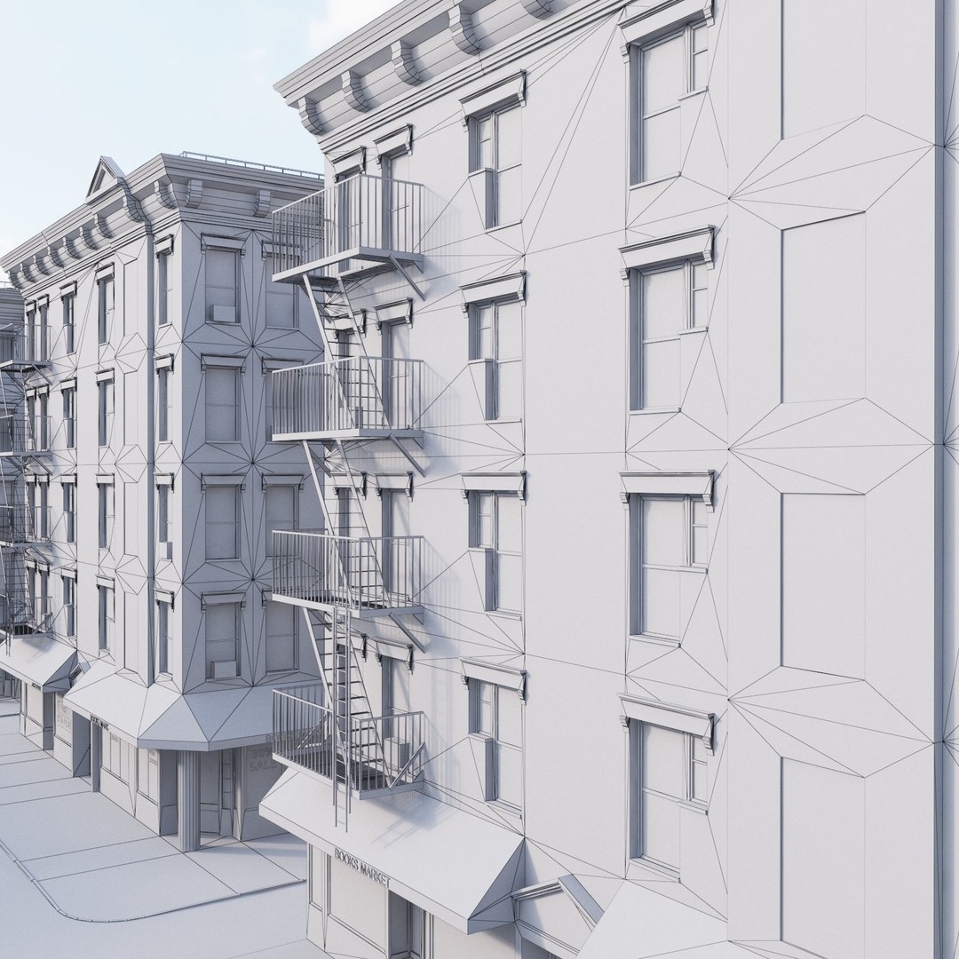 New York Corner Building 3D Model – Low Poly Game Asset, FBX, PBR - View 19