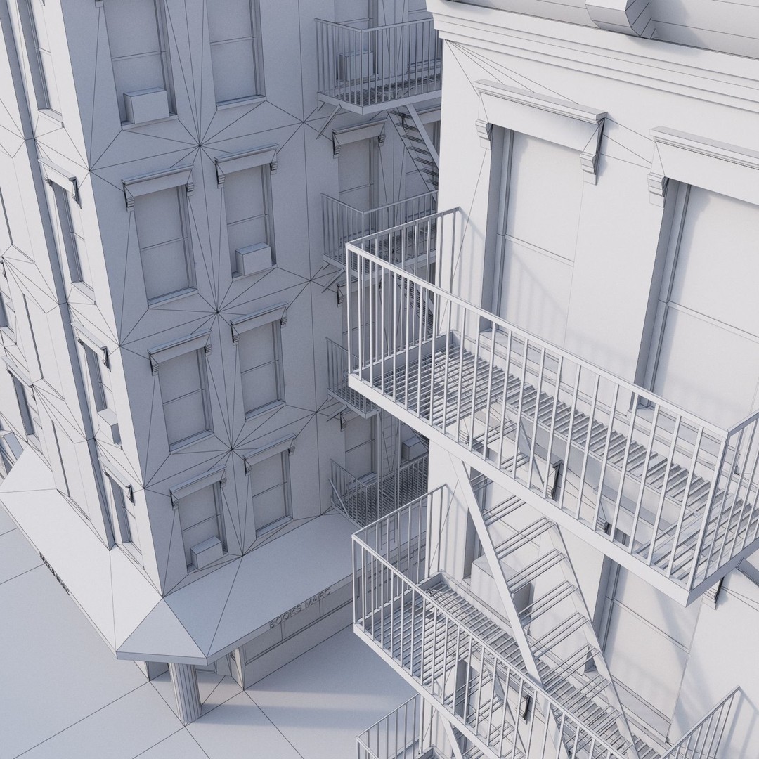 New York Corner Building 3D Model – Low Poly Game Asset, FBX, PBR - View 20