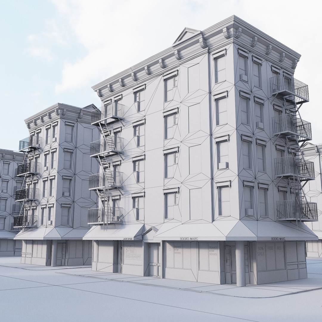 New York Corner Building 3D Model – Low Poly Game Asset, FBX, PBR - View 21