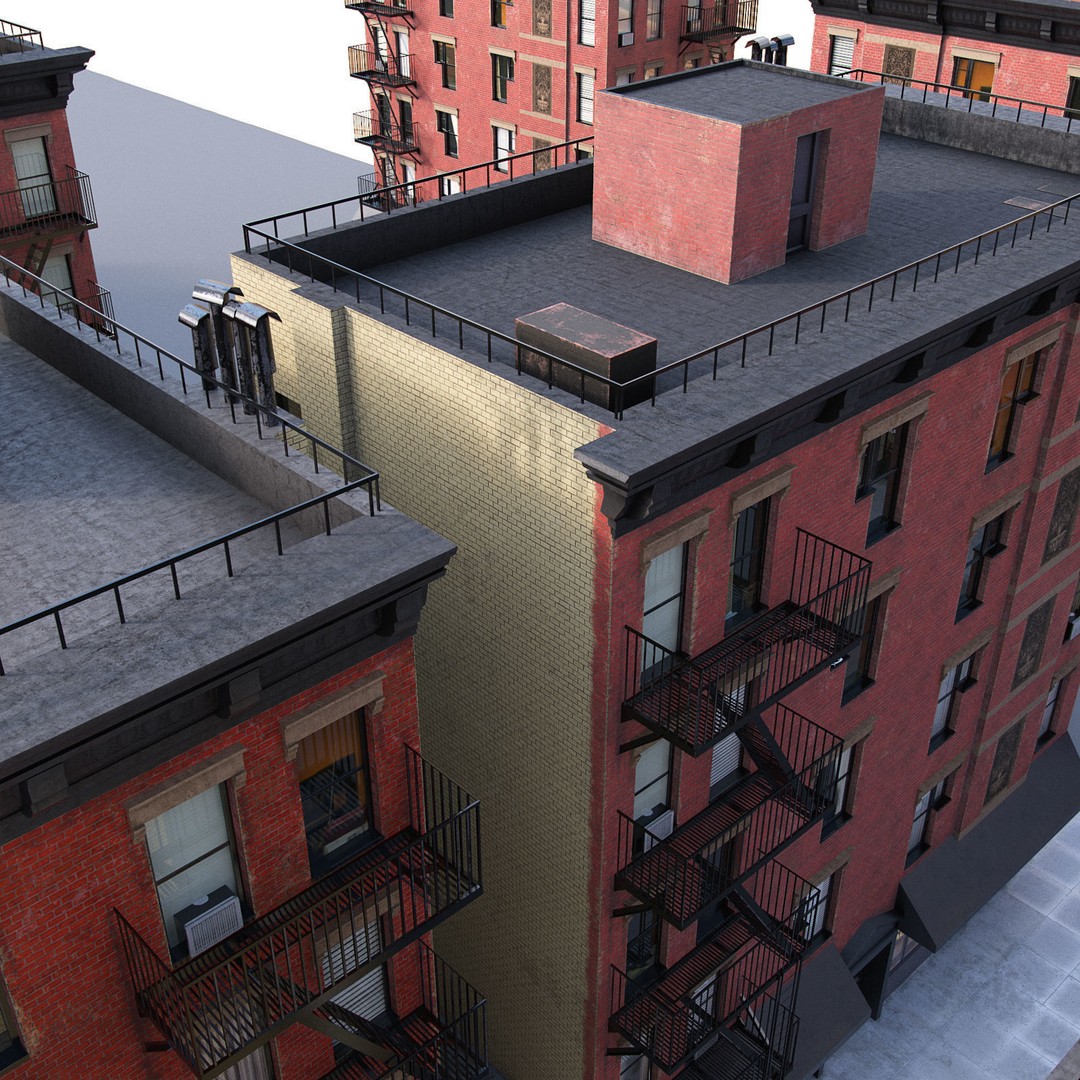 New York Corner Building 3D Model – Low Poly Game Asset, FBX, PBR - View 4