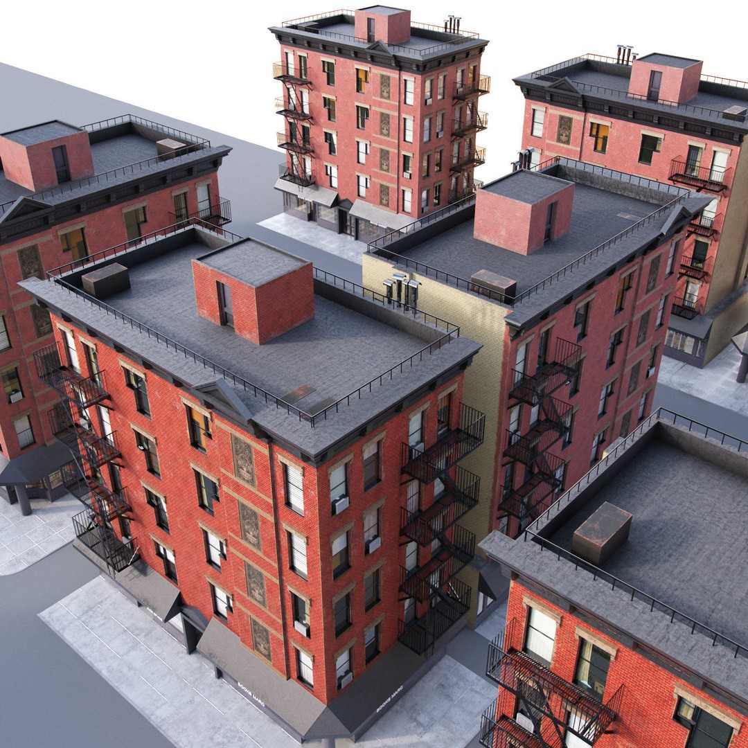 New York Corner Building 3D Model – Low Poly Game Asset, FBX, PBR - View 5