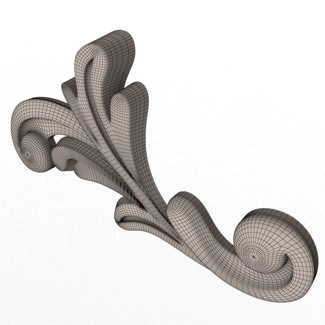 Carved Plaster Molding Decoration 3D Model – Low Poly Architectural Ornament, FBX, Blender - View 10