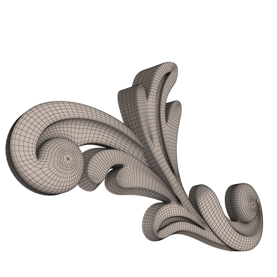 Carved Plaster Molding Decoration 3D Model – Low Poly Architectural Ornament, FBX, Blender - View 11