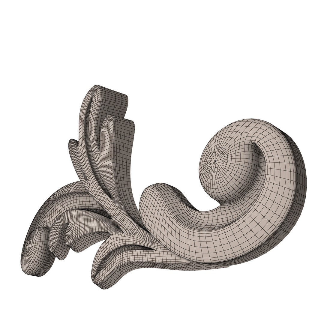 Carved Plaster Molding Decoration 3D Model – Low Poly Architectural Ornament, FBX, Blender - View 12