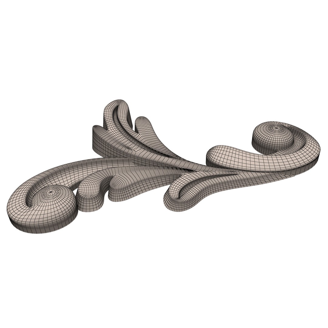 Carved Plaster Molding Decoration 3D Model – Low Poly Architectural Ornament, FBX, Blender - View 13