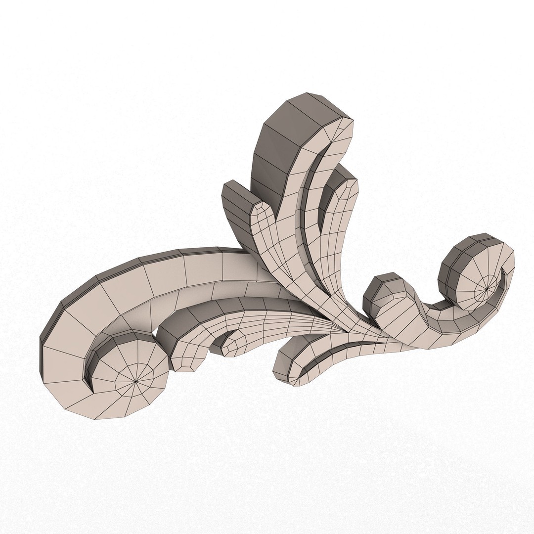 Carved Plaster Molding Decoration 3D Model – Low Poly Architectural Ornament, FBX, Blender - View 15