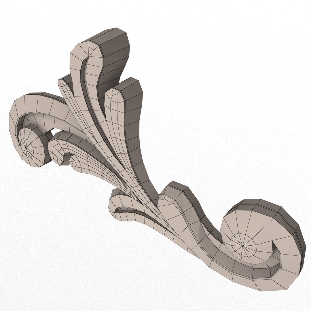 Carved Plaster Molding Decoration 3D Model – Low Poly Architectural Ornament, FBX, Blender - View 16
