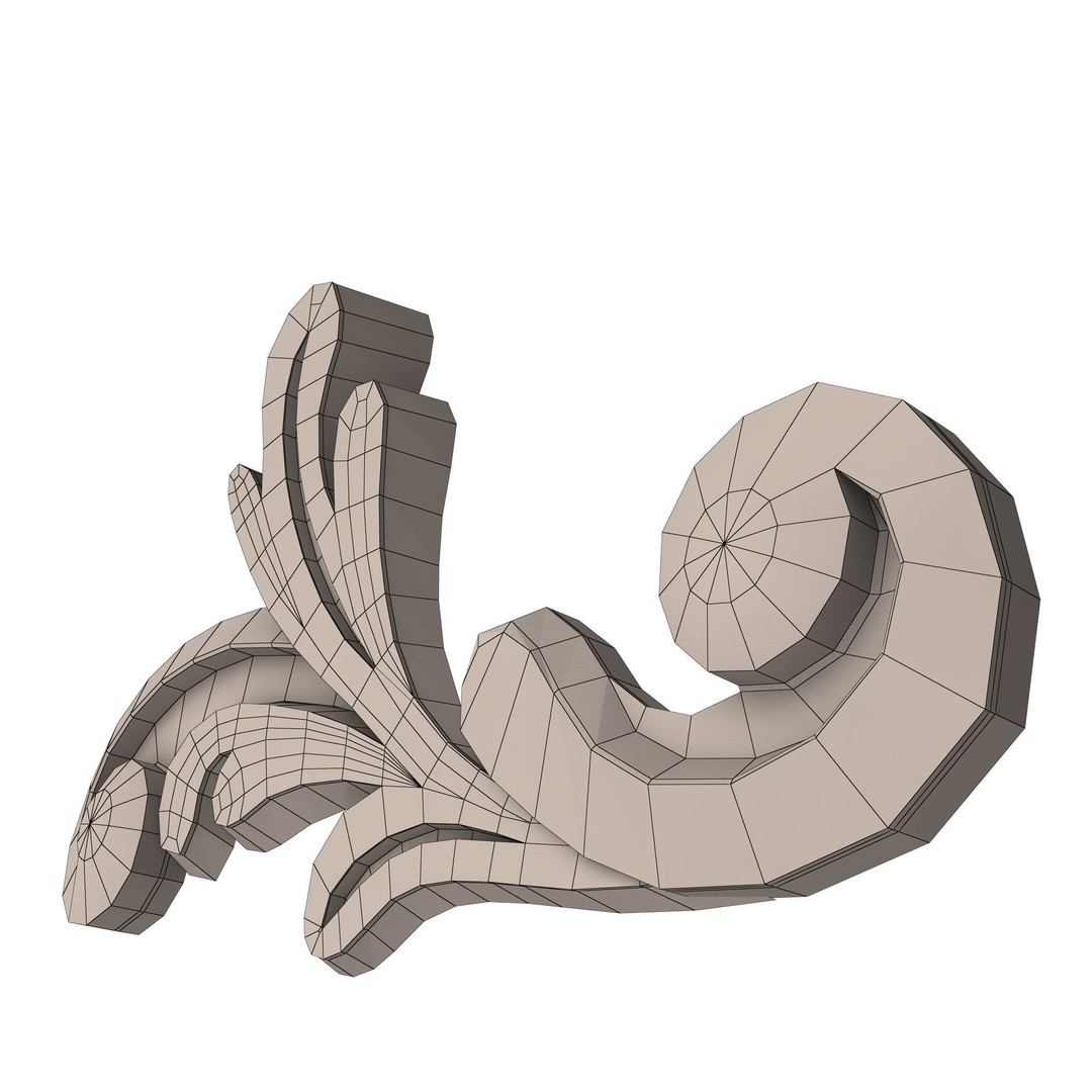 Carved Plaster Molding Decoration 3D Model – Low Poly Architectural Ornament, FBX, Blender - View 18