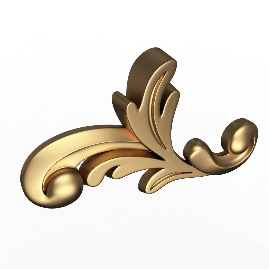 Carved Plaster Molding Decoration 3D Model – Low Poly Architectural Ornament, FBX, Blender - View 3