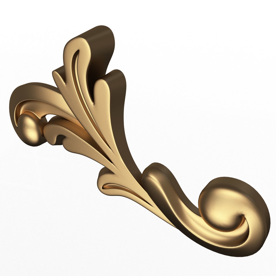 Carved Plaster Molding Decoration 3D Model – Low Poly Architectural Ornament, FBX, Blender - View 4