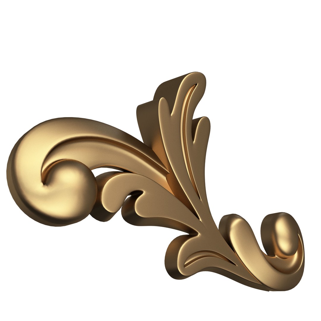 Carved Plaster Molding Decoration 3D Model – Low Poly Architectural Ornament, FBX, Blender - View 5