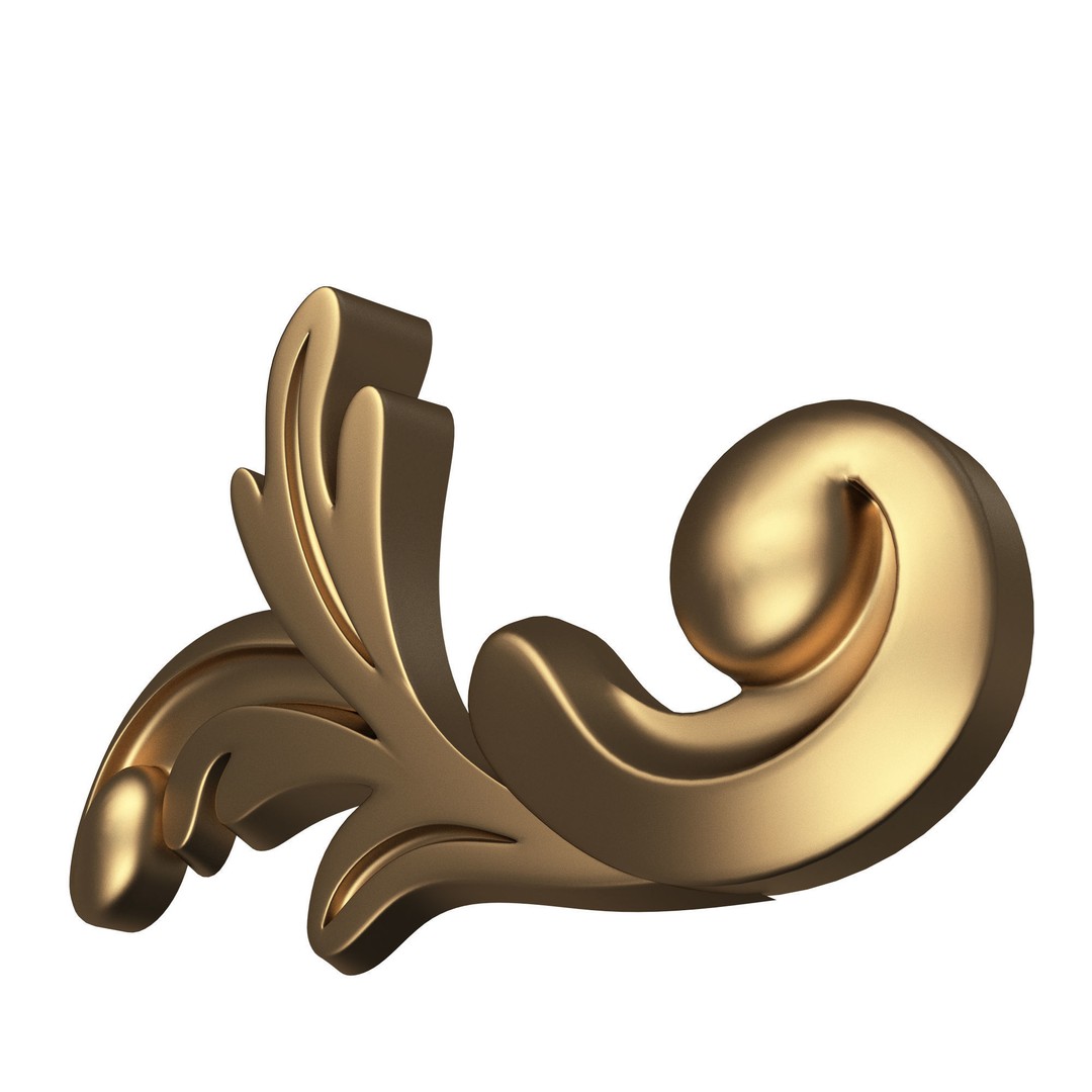 Carved Plaster Molding Decoration 3D Model – Low Poly Architectural Ornament, FBX, Blender - View 6