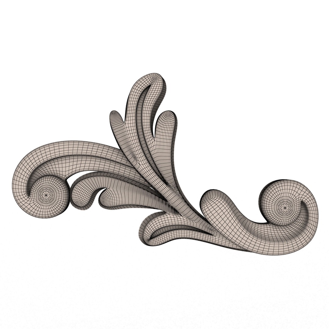 Carved Plaster Molding Decoration 3D Model – Low Poly Architectural Ornament, FBX, Blender - View 8