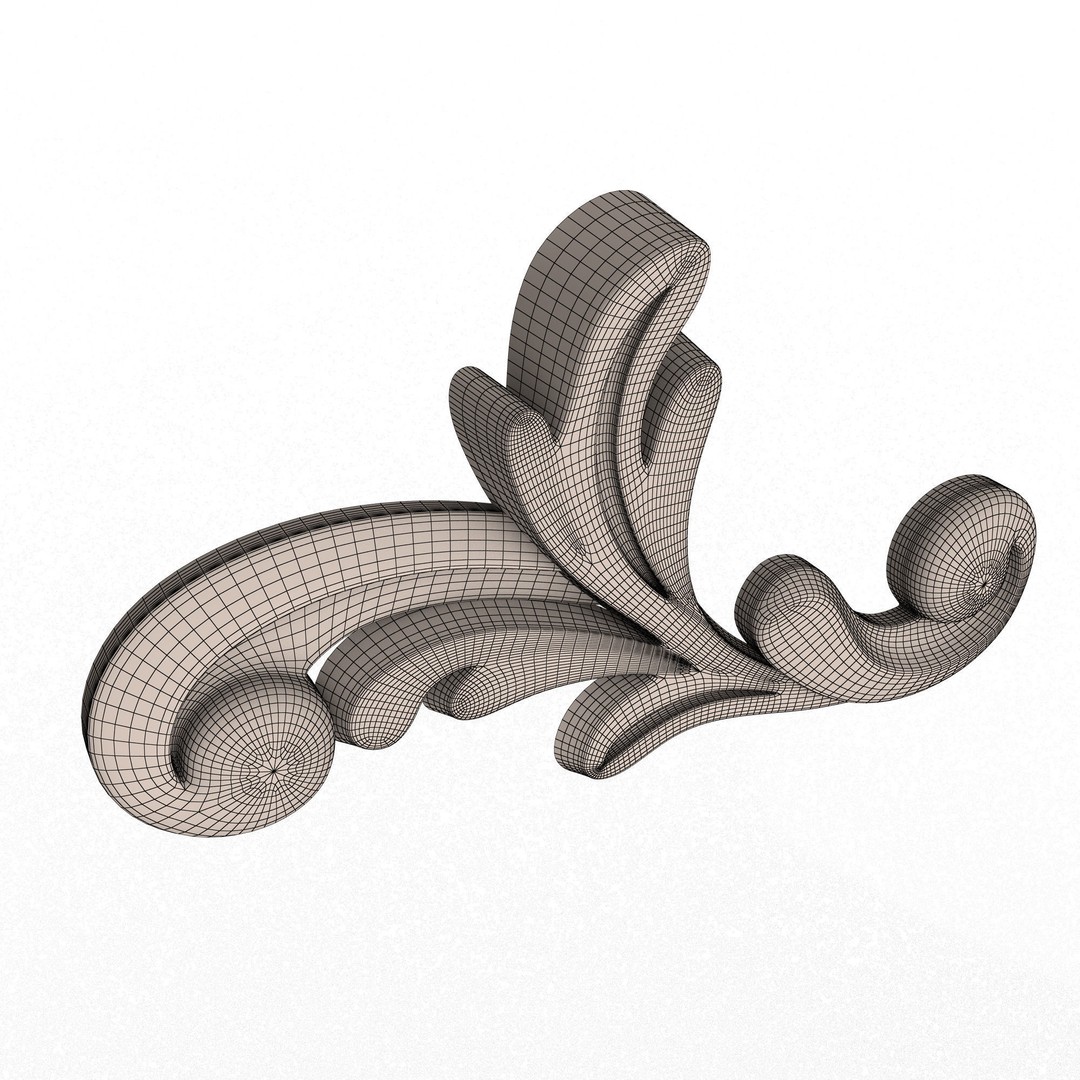Carved Plaster Molding Decoration 3D Model – Low Poly Architectural Ornament, FBX, Blender - View 9