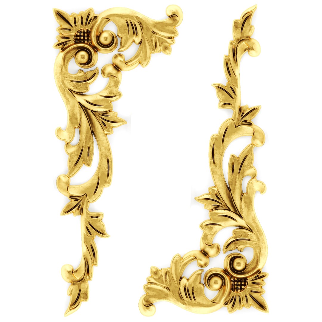 Cartouches 3D Model – Classic Stucco Ceiling Rosette, PBR Textures - View 10