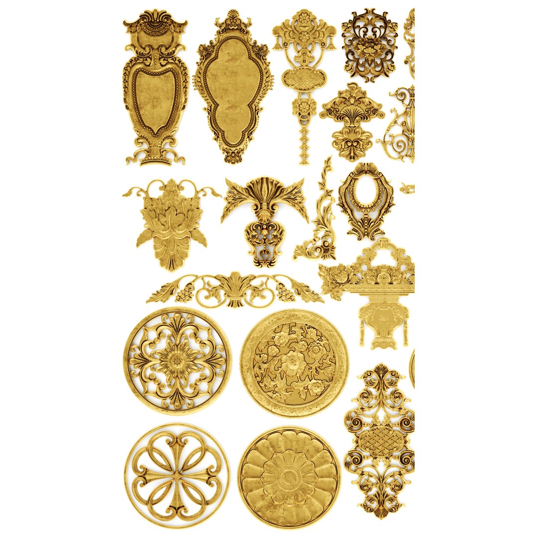 Cartouches 3D Model – Classic Stucco Ceiling Rosette, PBR Textures - View 11