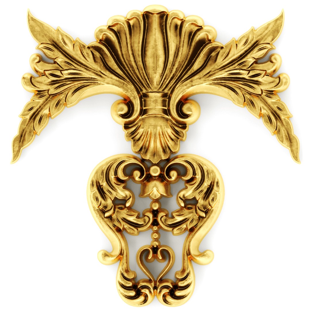Cartouches 3D Model – Classic Stucco Ceiling Rosette, PBR Textures - View 12