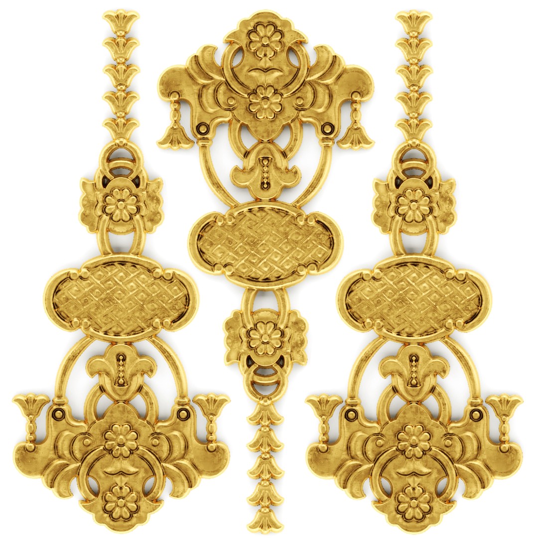Cartouches 3D Model – Classic Stucco Ceiling Rosette, PBR Textures - View 17