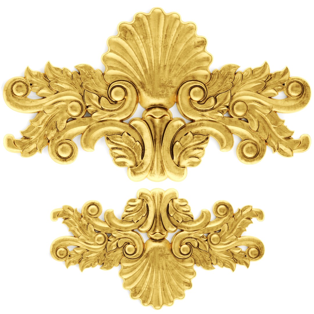 Cartouches 3D Model – Classic Stucco Ceiling Rosette, PBR Textures - View 22