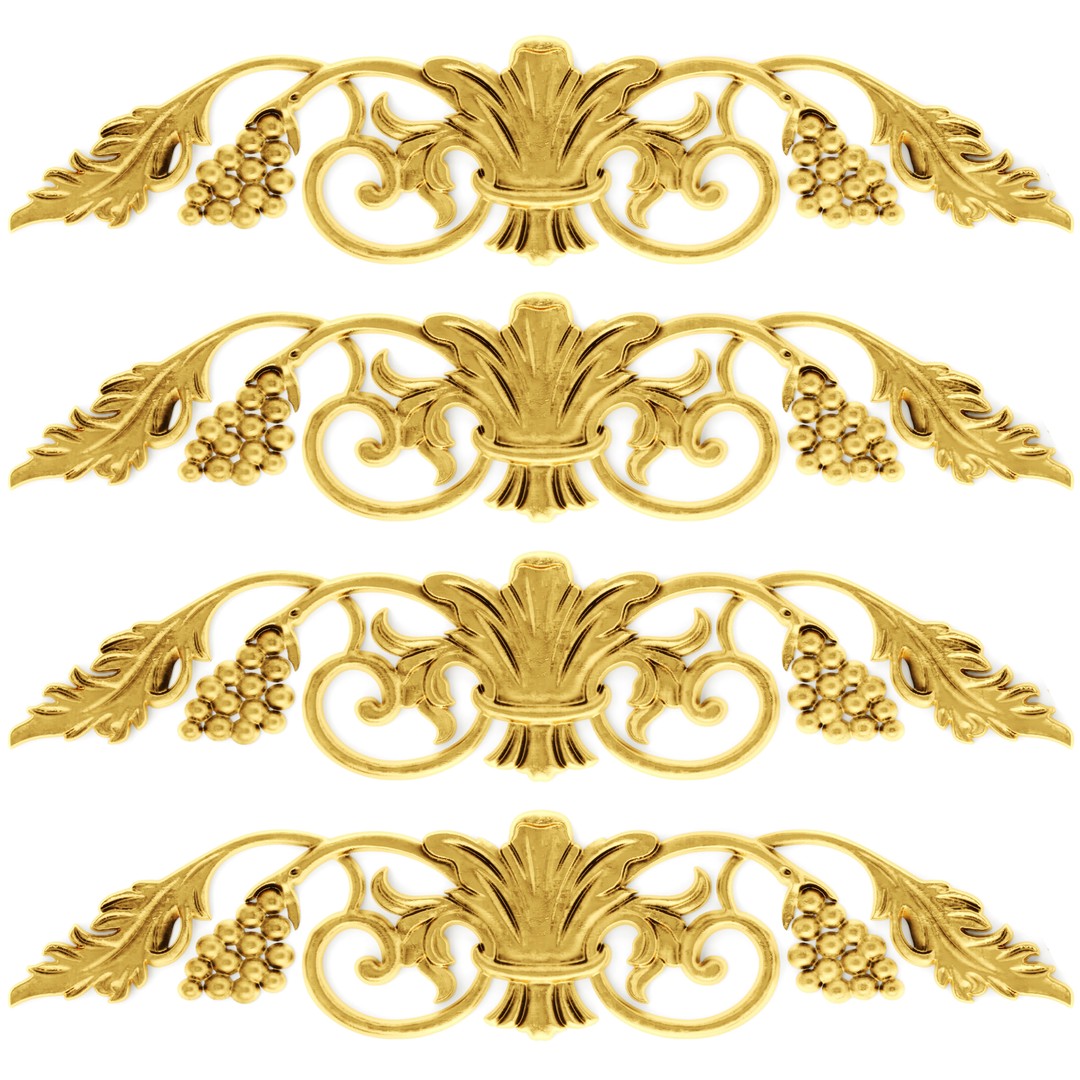 Cartouches 3D Model – Classic Stucco Ceiling Rosette, PBR Textures - View 23