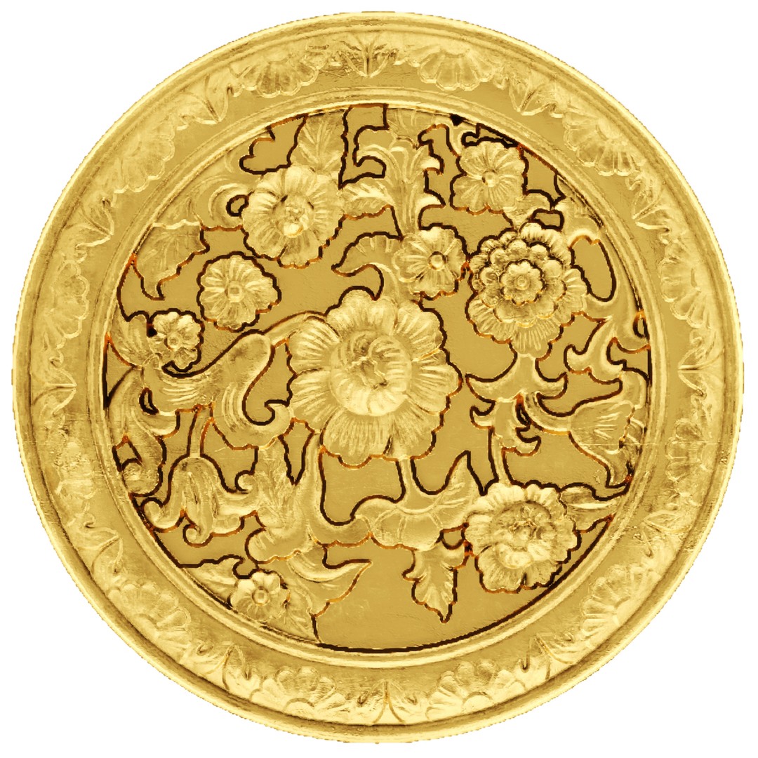 Cartouches 3D Model – Classic Stucco Ceiling Rosette, PBR Textures - View 26