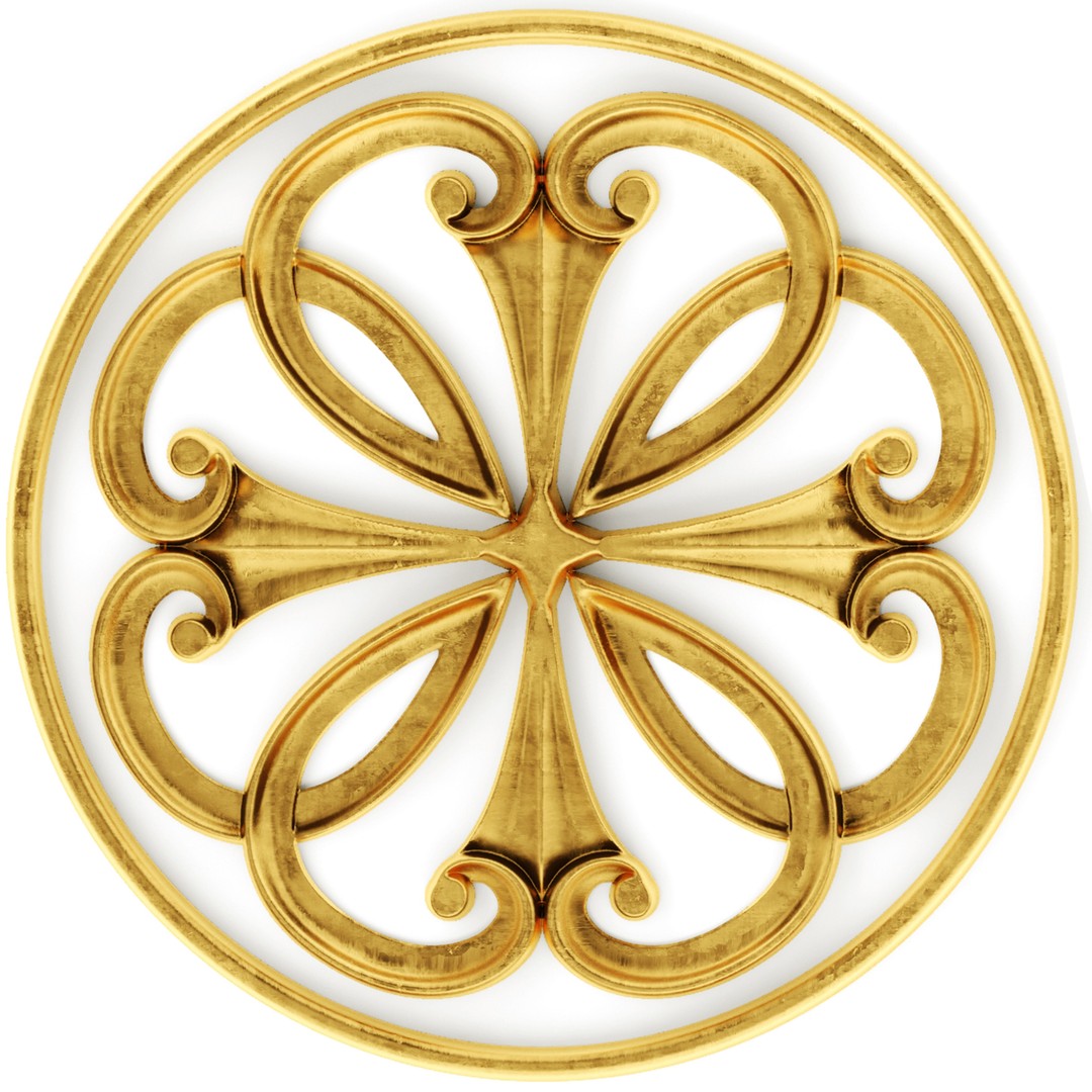Cartouches 3D Model – Classic Stucco Ceiling Rosette, PBR Textures - View 27