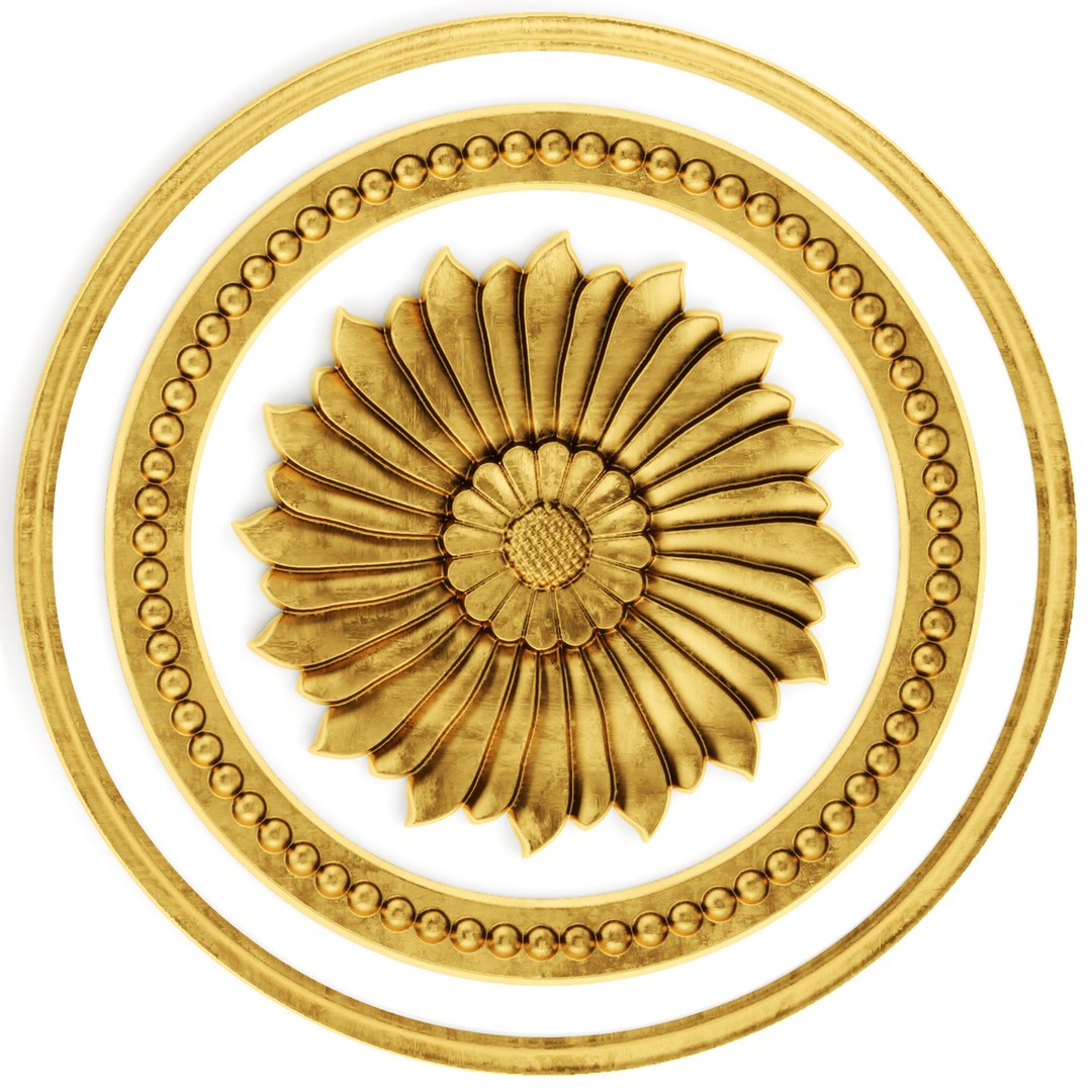 Cartouches 3D Model – Classic Stucco Ceiling Rosette, PBR Textures - View 28