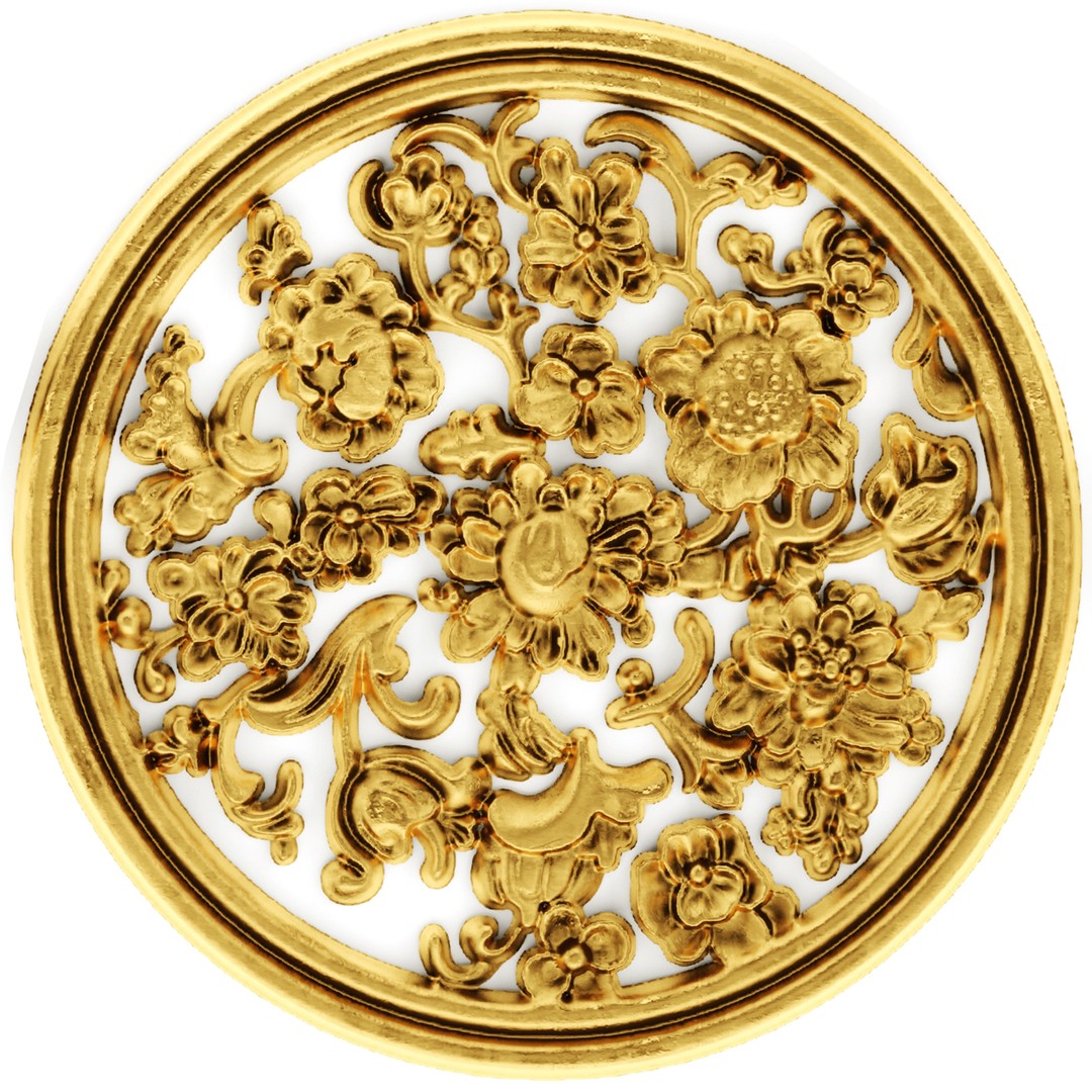 Cartouches 3D Model – Classic Stucco Ceiling Rosette, PBR Textures - View 29