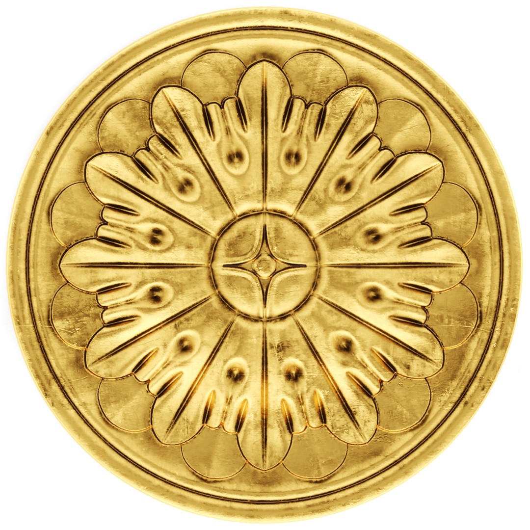 Cartouches 3D Model – Classic Stucco Ceiling Rosette, PBR Textures - View 30