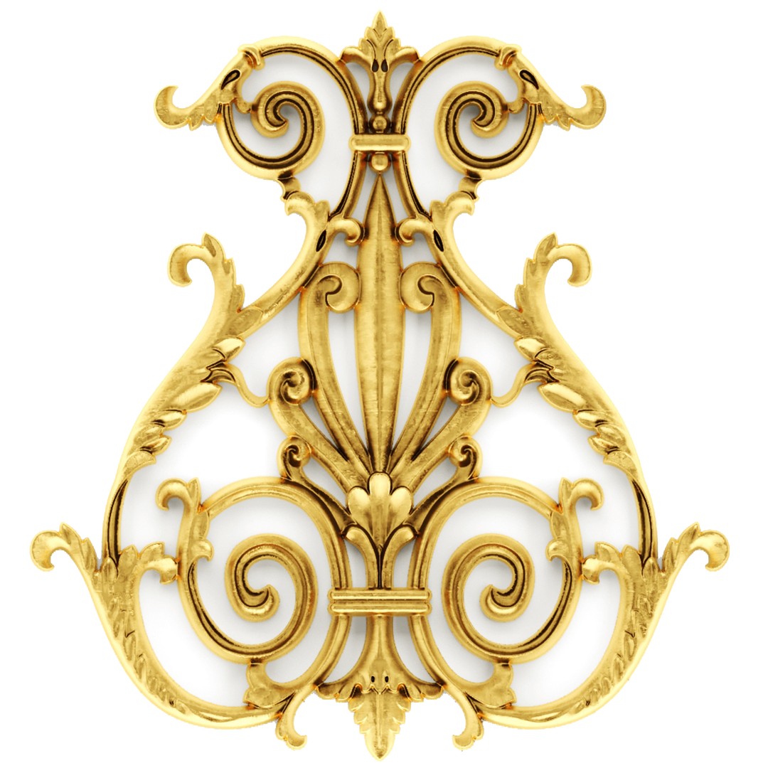 Cartouches 3D Model – Classic Stucco Ceiling Rosette, PBR Textures - View 35