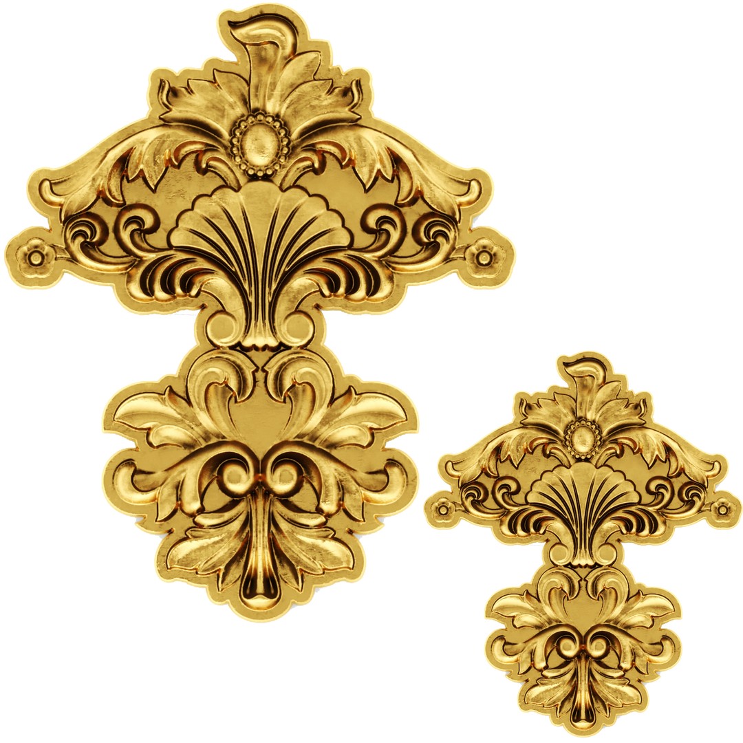 Cartouches 3D Model – Classic Stucco Ceiling Rosette, PBR Textures - View 5