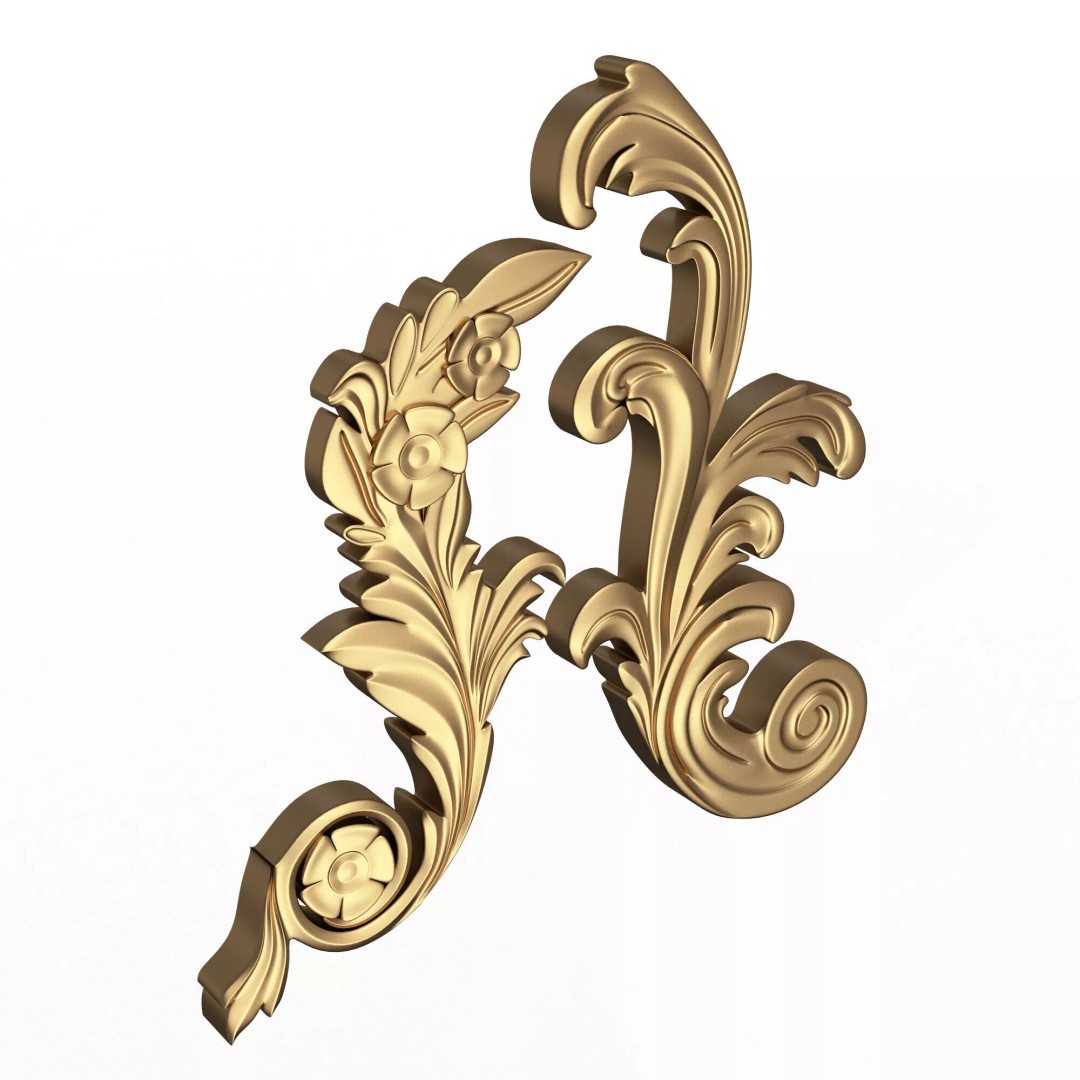 Corner Carved Plaster Molding 3D Model – Low Poly Architectural Decoration, FBX - View 5