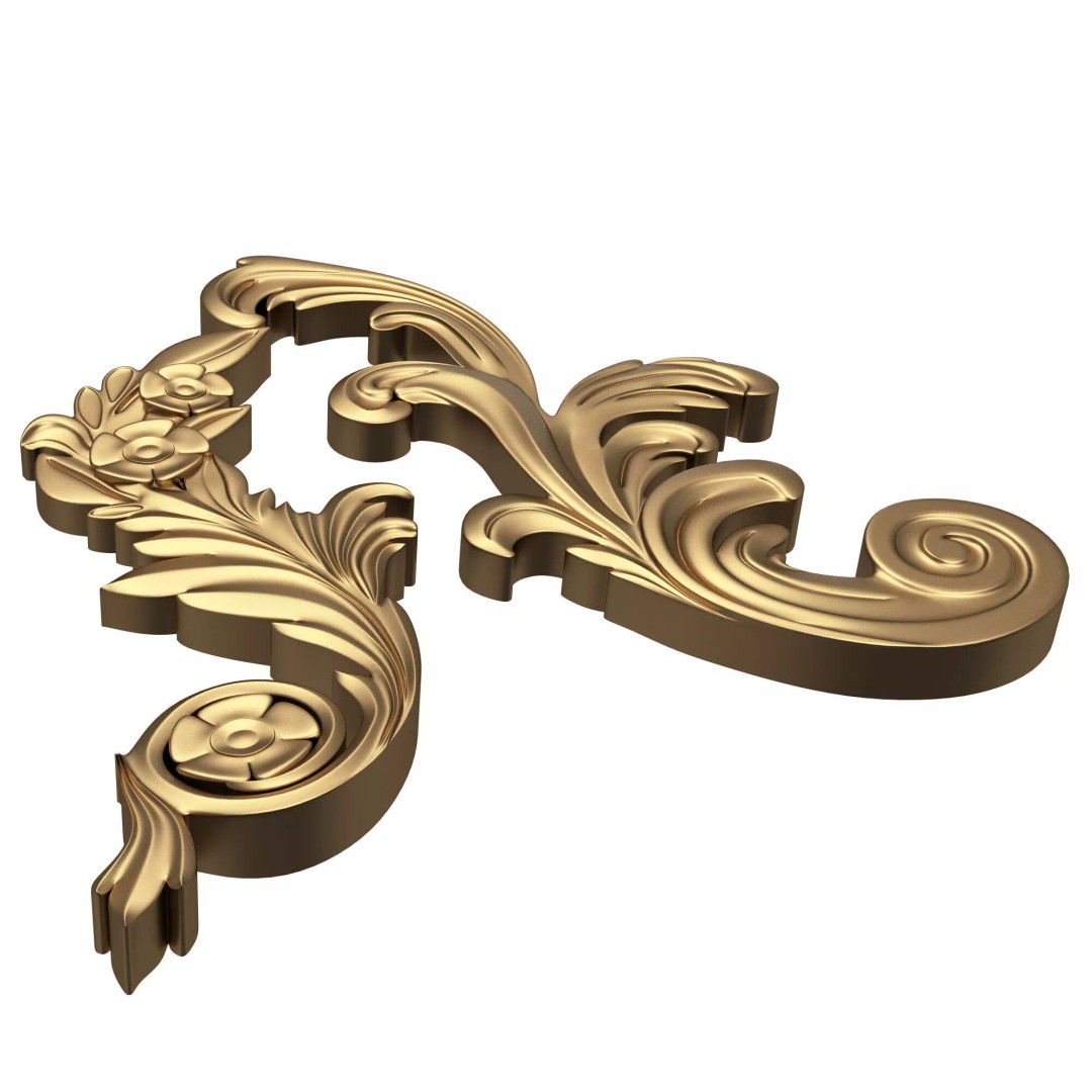 Corner Carved Plaster Molding 3D Model – Low Poly Architectural Decoration, FBX - View 7