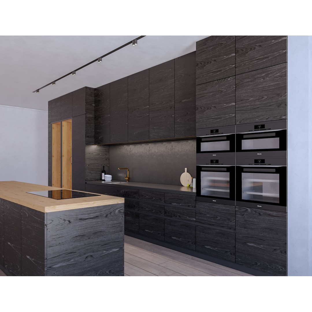 Modern Kitchen 3D Model – Low Poly Interior Asset, Revit, FBX, OBJ - View 11