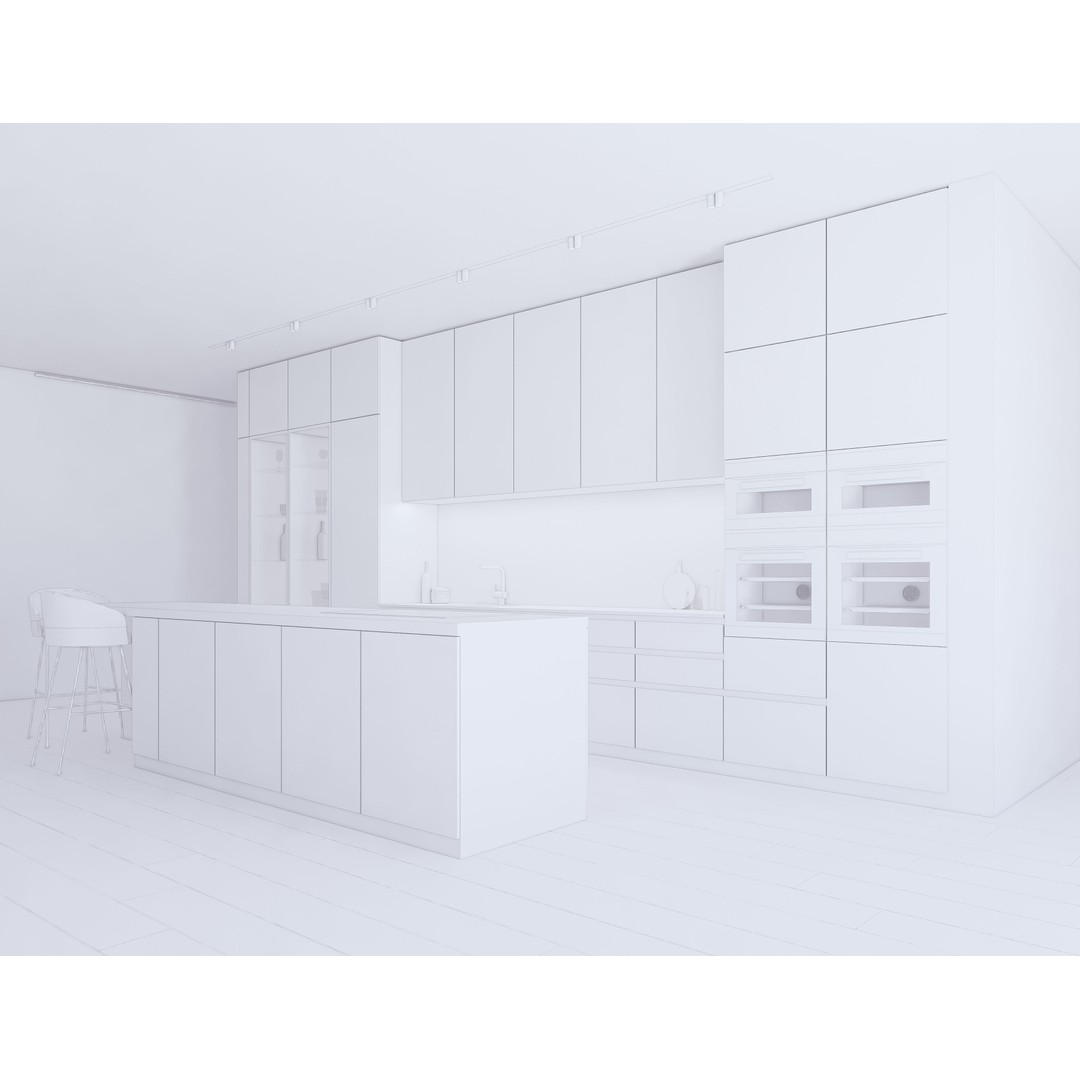 Modern Kitchen 3D Model – Low Poly Interior Asset, Revit, FBX, OBJ - View 14