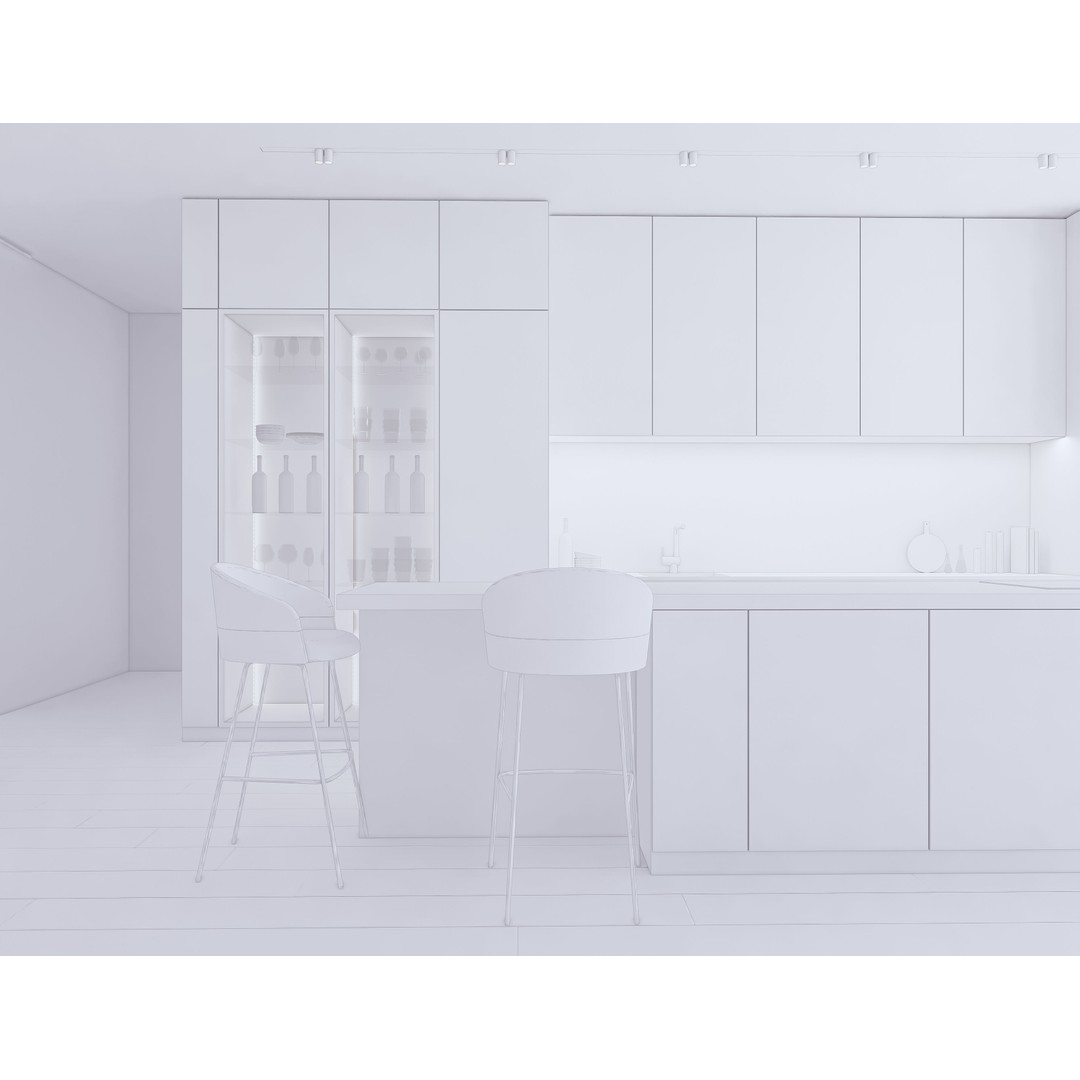 Modern Kitchen 3D Model – Low Poly Interior Asset, Revit, FBX, OBJ - View 17