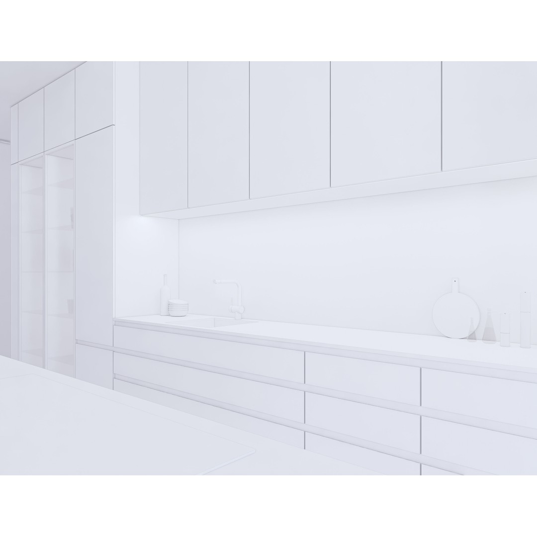 Modern Kitchen 3D Model – Low Poly Interior Asset, Revit, FBX, OBJ - View 18