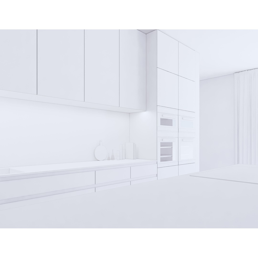 Modern Kitchen 3D Model – Low Poly Interior Asset, Revit, FBX, OBJ - View 19