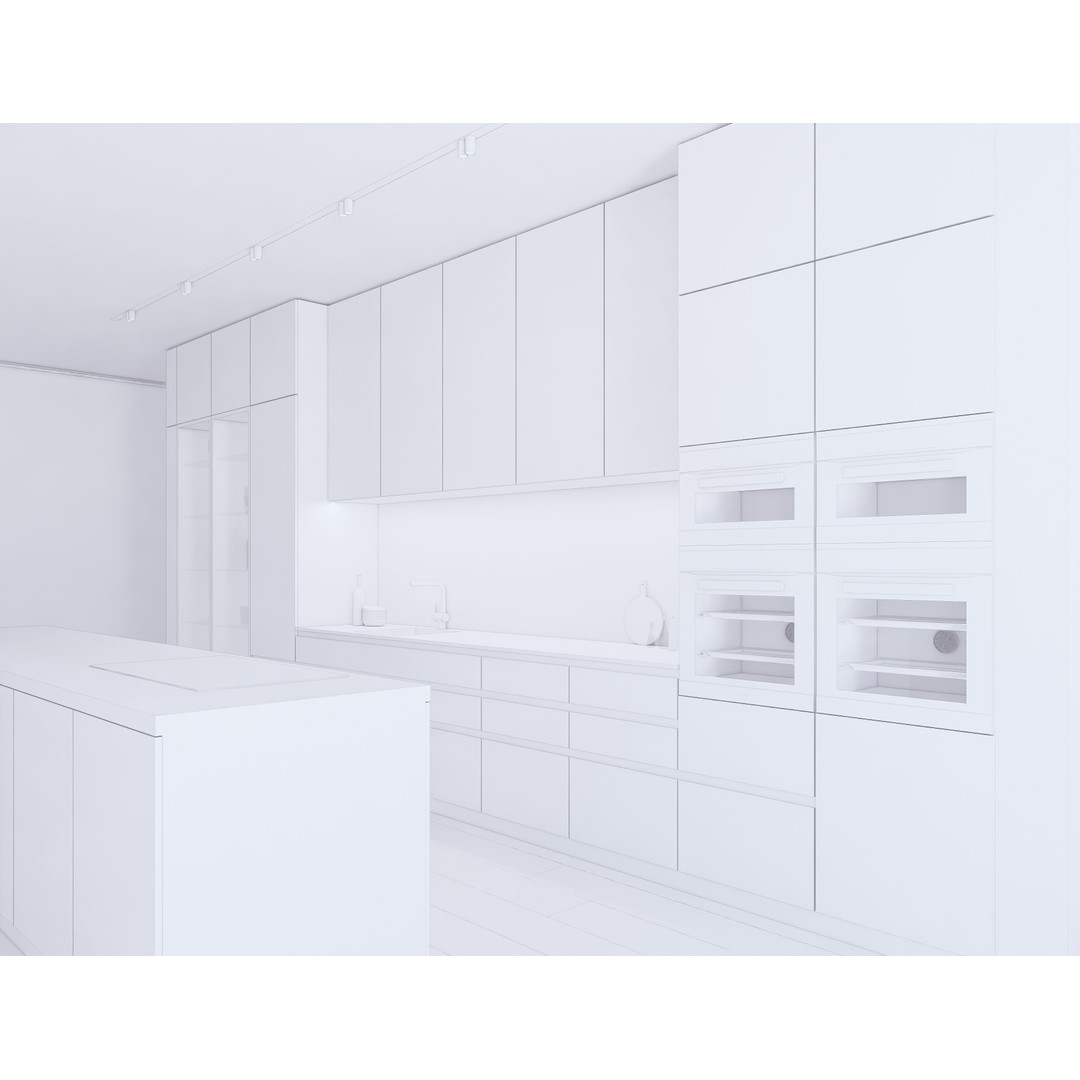 Modern Kitchen 3D Model – Low Poly Interior Asset, Revit, FBX, OBJ - View 21