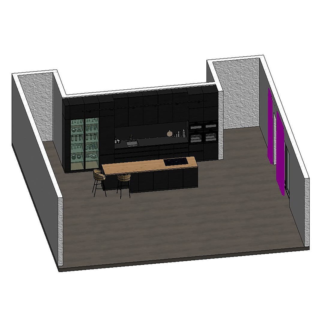 Modern Kitchen 3D Model – Low Poly Interior Asset, Revit, FBX, OBJ - View 22